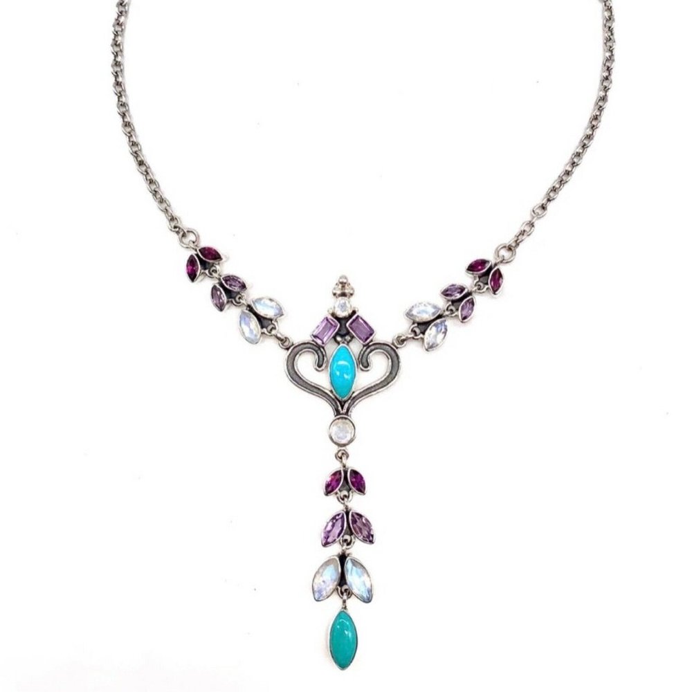 🌟NICKY BUTLER Turquoise Moonstone 8.4CT Sterling Silver Necklace Brand NEW - Picture 4 of 16
